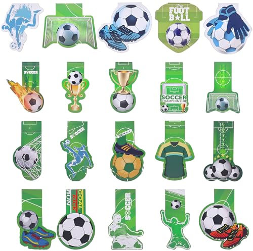 Smivyhp 20 segnalibri magnetici per bambini, regali di calcio per ragazzi, segnalibri magnetici per bambini, regali di calcio per ragazzi
