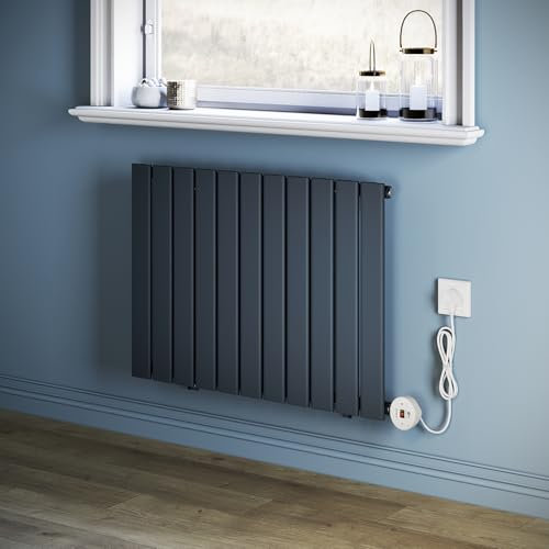 ZANOFIRA 800W Smart Electric Radiator with WiFi Control, Programmable Timer & LCD Display, Energy-Efficient, Anthracite Grey Vertical Designer Radiator Single Column Flat Panel, 600x832mm