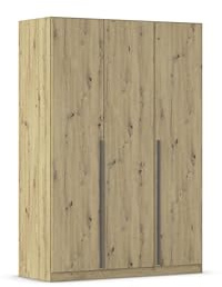 Rauch Möbel ALBA, Kleiderschrank, Farbe Eiche Artisan, Breite 136 cm | Schrank, 3-türig, Zubehör Basic, für Schlafzimmer, Kinderzimmer, Babyzimmer, Homeoffice, Garderobe, Flur