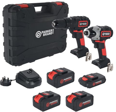 18V Cordless Drill & Impact Driver Twin Set – 4.0Ah & 1.3Ah Batteries + Extra 2 x 4.0Ah Batteries
