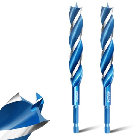 Teronbeta Wood Drill Bit 16mm x 155mm x 2pcs Professional 1/4 Inch Hex Shank Brad Point Auger Drill Bits for Wood