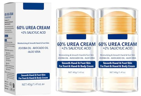Urea Creme 60 Prozent, Hydrating and Anti-Cracking Fusscreme Sehr Trockene Füsse, Schnell Einziehende Fußcreme für Trockene, Rissige Füße, Fersen, Ellbogen (2 PCS, A)