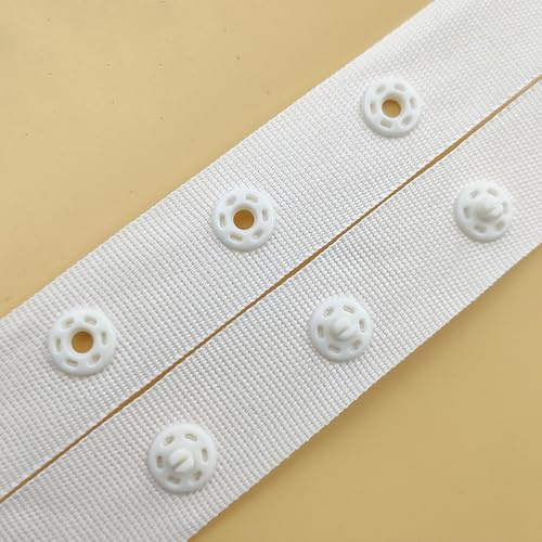 WANYI Druckknopfband 1,8cm Breite Borten und Bänder zum Nähen Meterware Polyesterband Vielseitiges Druckknopfband für Nähen Kleidung DIY Nähprojekte, Abstand der Druckknöpfe 18×18mm