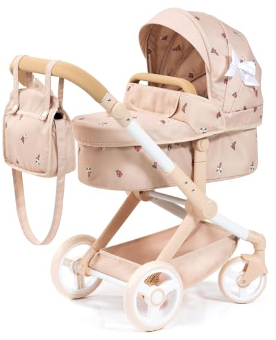 Bayer Design Puppenwagen Xeo mit Tasche, höhenverstellbar, wandelbar | wandelbar als Puppenjogger, Schwenkschieber, verstellbarer Griff, bewegliche Vorderräder, integrierter Korb