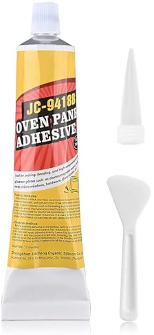 100ml Heat Resistant Glue Black Oven Glue with Pointed Nozzle and Scraper High Temperature Sealant for Oven Door Grill Microwave