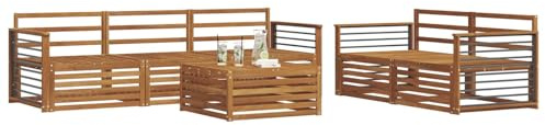 vidaXL Outdoor-Sofagarnitur 6 pcs Natur, Garten, modernes Outdoor-Sofa, gemütliche Terrassen-Sitzgruppe aus robustem Material