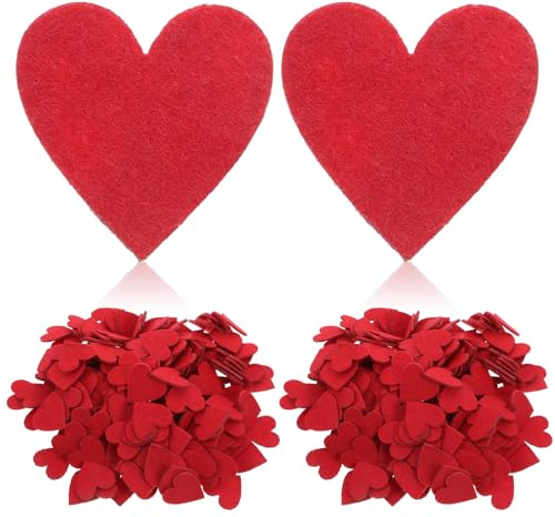 TEMPNAP 200 Rote Filzherzen zum Basteln in Herzform Nicht Leicht Beschädigt Selbstgemacht für Valentinstag Hochzeit und Geburtstagsdekoration