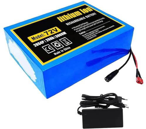 Batterie 72 V 20 Ah pour Vélo Électrique, Batterie Lithium-ION Rechargeable avec Protection BMS Intégrée pour Moteur De Vélo Ou Scooter Électrique. (72V 20Ah),XT30+JST