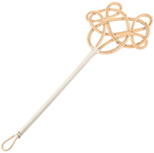 DOITOOL Strumento per Pulizia Tappeti Manico in Rattan e Plastica, Spolverino Vintage per Rimozione Polvere e Pulizia Casa, per Moquette e Tappeti