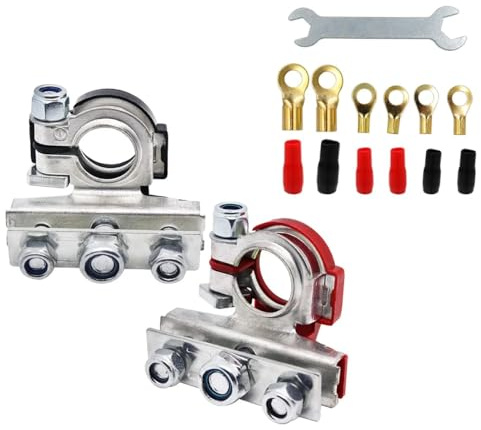 3-Way 12V Car Battery Cable Terminal Clamp Connectors Positive & Negative Kit