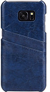 Hülle für Samsung Galaxy S7 Edge 5.5 Zoll Hülle mit 2 Kartenfächern Hardcase in Leder-Optik Soft Touch Handy Schutzhülle