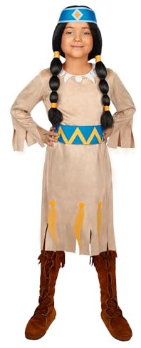 Maskworld - Yakari Regenbogen Kinderkostüm 3teilig - Indianer Kostüm Kleid für Mädchen - Lizenzprodukt Zeichentrickserie (122/128)