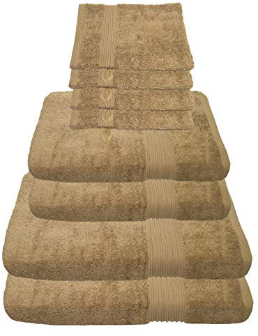 Julie Julsen 8 TLG Handtuchset 2 Badetücher 2 Handtücher 4 Waschhandschuhe Reine Baumwolle über 30 Farben Sand