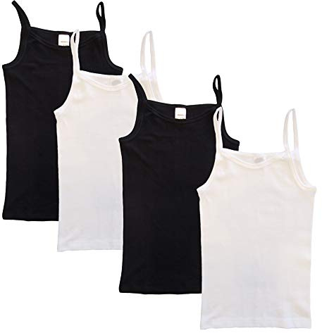 HERMKO 2460 4er Pack Mädchen Träger Top, Unterhemd aus Bio-Baumwolle