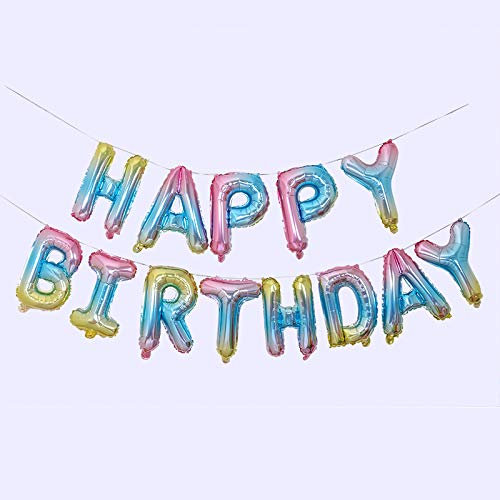 Ponmoo Foil Palloncini Happy Birthday Banner Kit - Arcobaleno, Bandiera di Buon Compleanno Palloncino Festa Decorazioni per Adulti Bambin