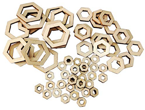 Hellery 100 Unfinished Naturholzscheiben Holzscheiben Baumscheiben Basteln Holz Scheibe Holzdeko, Hexagon