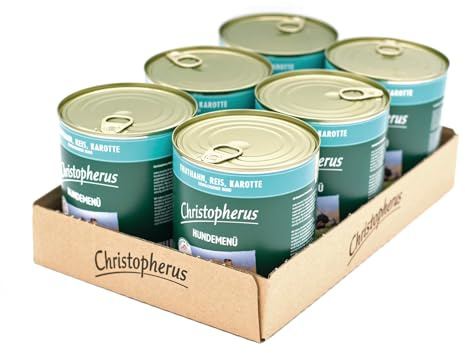 Christopherus Hundemenü Nassfutter für Hunde mit Truthahn, 6 x 800 g | Getreidefrei, schonend zubereitet, ohne unnötige Zusätze, mit Fleisch & Gemüse, nährstoffreich, für empfindliche Hunde