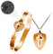 Uloveido 100 Sprachen Ich Liebe Dich Herzschlag Armreif Armband & Schild Schlüssel Anhänger Halskette, Roségold plattiert Edelstahl Paare Schmuck Y953 (Roségold)