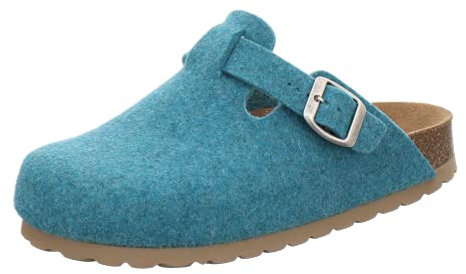 AFS-Schuhe Damen Hausschuhe geschlossen aus Filz, Bequeme, warme Winter Clogs, Made in Germany, 26900 (38 EU, türkis)
