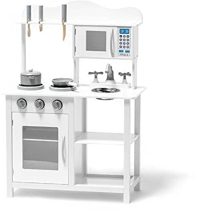 Cocina de Madera para niños con Accesorios (Blanco-1)