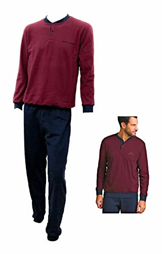 Enrico Coveri Pigiama Uomo Invernale, Pigiama Uomo in Caldo Jacquard, Pigiama Uomo Felpato, Caldo e Confortevole, Pigiama Uomo Invernale (M, 2070 Bordeaux)
