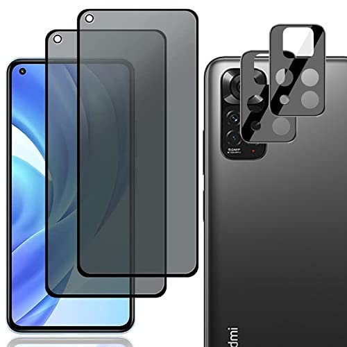 Panzerglasfolie für Xiaomi Mi 10T / 10T Pro, Sichtschutz Schutzfolie Anti-Spy Privatsphäre Tempered Glas Dunkel Privacy Folie Blickschutzfolie Displayschutzfolie mit Kamera Linse Folie (2 +2 STÜCKE)