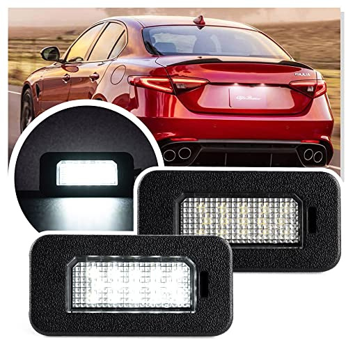 NSLUMO LED-Kennzeichenbeleuchtung für A/lfa R/omeo Giulia 2016-2022 Stelvio | 2017-2022, 2Pcs Xenonweiß hintere Kennzeichenleuchten, CANbus-fehlerfrei E4-geprüft Plug-and-Play