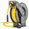 AIRZILLA Premium Steel Retractable Air Hose Reel With Dual Arm, 3/8x50Ft Hybrid Polymer Hose, Heavy Duty Air Hose Reel included Auto Rewind Reel | Quick Air Coupler | Durable Double side Frame.