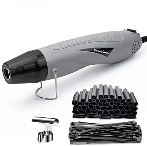 FloweryOcean 350W Mini Heißluftpistole,6.56Ft Kabel 2 Temperatur 392°F/662°F Heißluftfön mit 55 Stück 4:1 Schrumpfschläuche Set,Für Drahtreparaturen,Handwerk,Epoxidharz,Schrumpfverpackung,CE-Zulassung