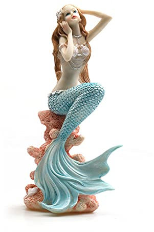 JTBDWOSK Meerjungfrau Prinzessin Statue Skulptur Aquarium Landschaftsbau Aquarium Figur Statuette Nordic Modern Home Indoor Dekor Outdoor Garten Harz Dekoration Ornament Kreatives Geschenk,5