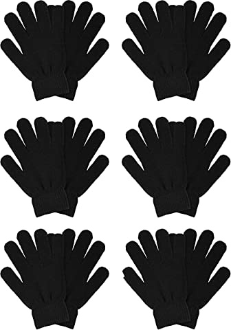 COLEDRE 6 Pairs Winter Gloves for Women Men Knit Black Gloves Cold Weather Magic Thermal Warm Stretchy Mittens for Running Driving Hiking