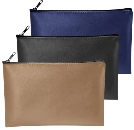 Sac Facture Fermeture Éclair 3 Pièces A5 Pochette zippée PU Faux Cuir Petit Rangement Zippé Facture Pochette Porte Monnaie Sac à Monnaie Documents A5 Porte monnaie Pochettes Avec Fermeture Éclair
