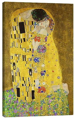 Posterlounge Der Kuss (Detail) Leinwandbild von Gustav Klimt 80 x 120 cm Gelb Wandbilder Wanddeko