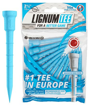 LIGNUM 50 x langlebigere Microwood-Golf-Tees 2 3/4 Zoll – 72 mm / verstellbares Golf-Tee/Innovative Holzfaser und natürliche Klebstoffe/Golf Tees 2 3/4, Tees Golf, Golfball-Tees / 12 Stück