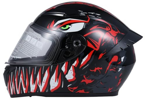Motorradhelm, Integralhelm mit Sonnenblende, Robuster & Leiser Motorrad Helm, Unisex Erwachsene ,Motorrad-Radhelm Full Face Fashion Lightweight für Motorradrennen