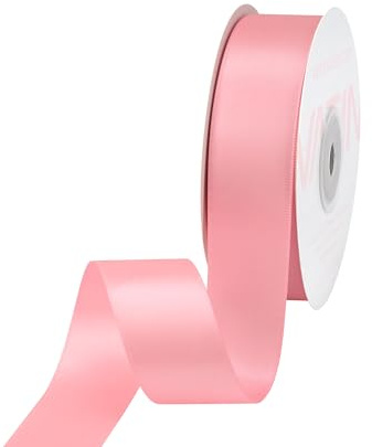 VATIN Double Face Pink Satin Ribbon 25mm X 22m,Pink Polyester Fabric Ribbon use for Bows Bouquet, Gift Wrapping, Floral Arrangement Wedding Decoration