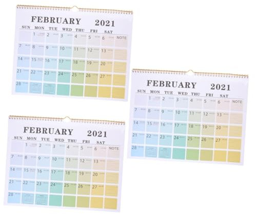 Lurrose 3 Stk Englischer Wandkalender 2021 Täglicher Wandkalender Tageskalender 2021 Neujahr Abreißkalender 2021 Kalender 2021 Zum Ausdrucken 2021 Flip Büro Papier Kleiner Kalender Spiral-
