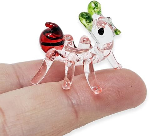 WitnyStore Winzige 2,5 cm rote grüne Ameise Formicidae Insektenfigur – Miniatur-Figur aus mundgeblasenem Glas, Insekten, Käfer, Arthropoden-Tiere, bunte Kristalle, niedliche Dekofiguren