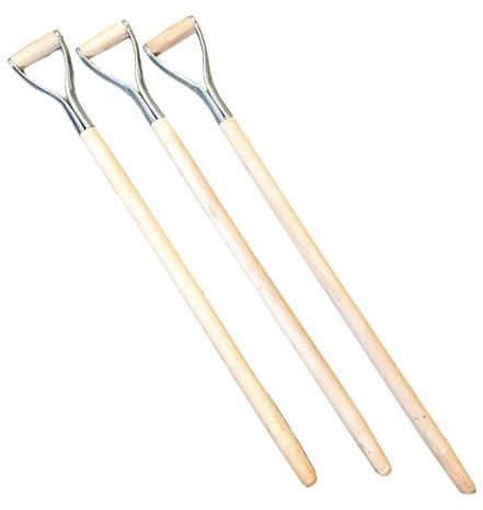 pokm toolsmarket Lot de 3 manches de bêche en bois avec poignée en métal DY - Fabriqué en UE
