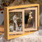 Vulevirtue Double Face Cadre Photo Rotatif,Cadre Photo Collage Cadre Photo Rotatif en Bois Cadre Photo en Verre Cadre Photo en Verre Naissance pour Décorer Photo/Chambre/Salon/Bureau (34.8 * 24.2cm)