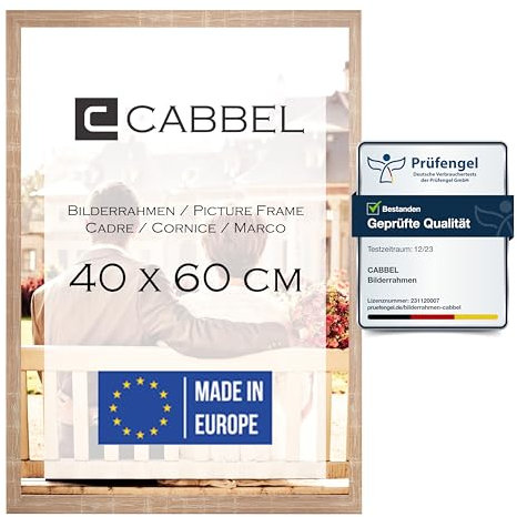 CABBEL Cadre photo 40x60 cm, cadre solide en bois MDF, verre plexiglas incassable, à suspendre, idéal pour photos/images/collage, Moka