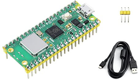 Pico W with Pre-Soldered Header Compatible with Raspberry Pi Pico W Microcontroller Board, Built-in WiFi, Based on Official RP2040 Dual-core Processor, Dual-Core Arm Cortex M0+ Processor + USB Cable
