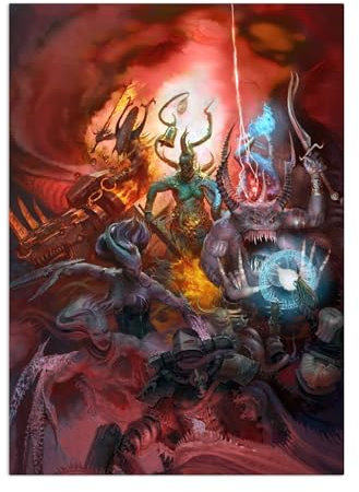 Displate Offiziell Warhammer MetallPoster Magnetische Befestigung Inklusive Lizenziert Bilder Hochwertiges Poster Warhammer 40,000 Art Chaos Daemons Poster 45 cm x 32 cm