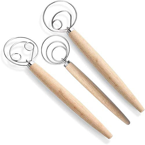 Widybord DäNischer Teig Schneebesen Brotmischer, 3 StüCk Edelstahl HolläNdischer Schneebesen für Kuchen Dessert Brot Pizza GebäCk KüChe Backwerkzeug