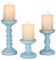 Candeldo Maritime Deko Sommerdeko Kerzenständer: 3 Stück Kerzenhalter Holz Deko Blau Sommer Deko Kerzenhalter Stumpenkerzen Deko Meer Tischdeko Wohnzimmer Badezimmer