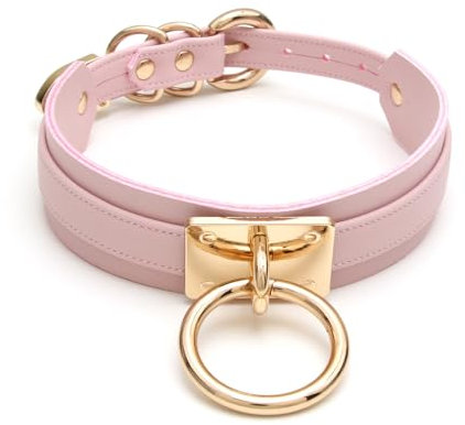 lalatia O Ring Choker Halsband Kunstleder Halskette für Frauen (Hellrosa Gold)