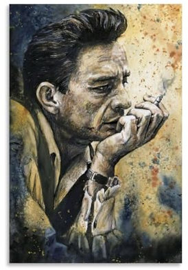 KOPTEW Johnny Cash Rock Singer Poster Dekorative Malerei Leinwand Wandkunst Wohnzimmer Poster Schlafzimmer Malerei,Wandkunst Bilddruck Moderne Familienzimmer Dekor 12x18inch(30x45cm)