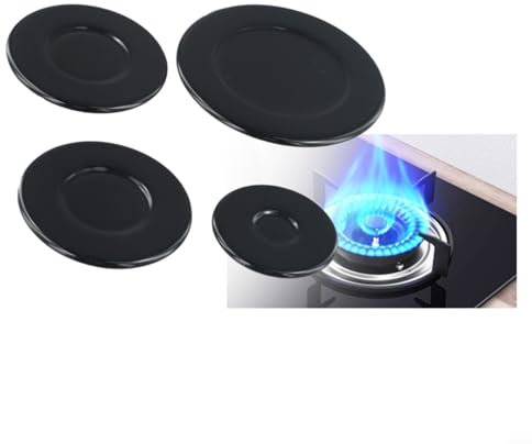 4Pcs Gas Range Burner Cap, Burner Cap Replacement Part for Gas Ranges, 55mm/75mm/100mm Cooker Hat Set Fit to Most Stove(Concave)