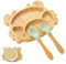 HonGien Baby Plates with Suction Bamboo Plates with Fork and Spoon Non-Slip Baby Bamboo Plate Bamboo Weaning Set for Kids Bamboo Divided Suction Plate Baby Toddlers and Baby Weaning (Crab)