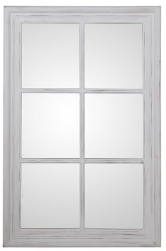 Alexandra House Living Espejo de Pared Blanco Madera Desgastado Ventana 5 x 101 x 65 cm